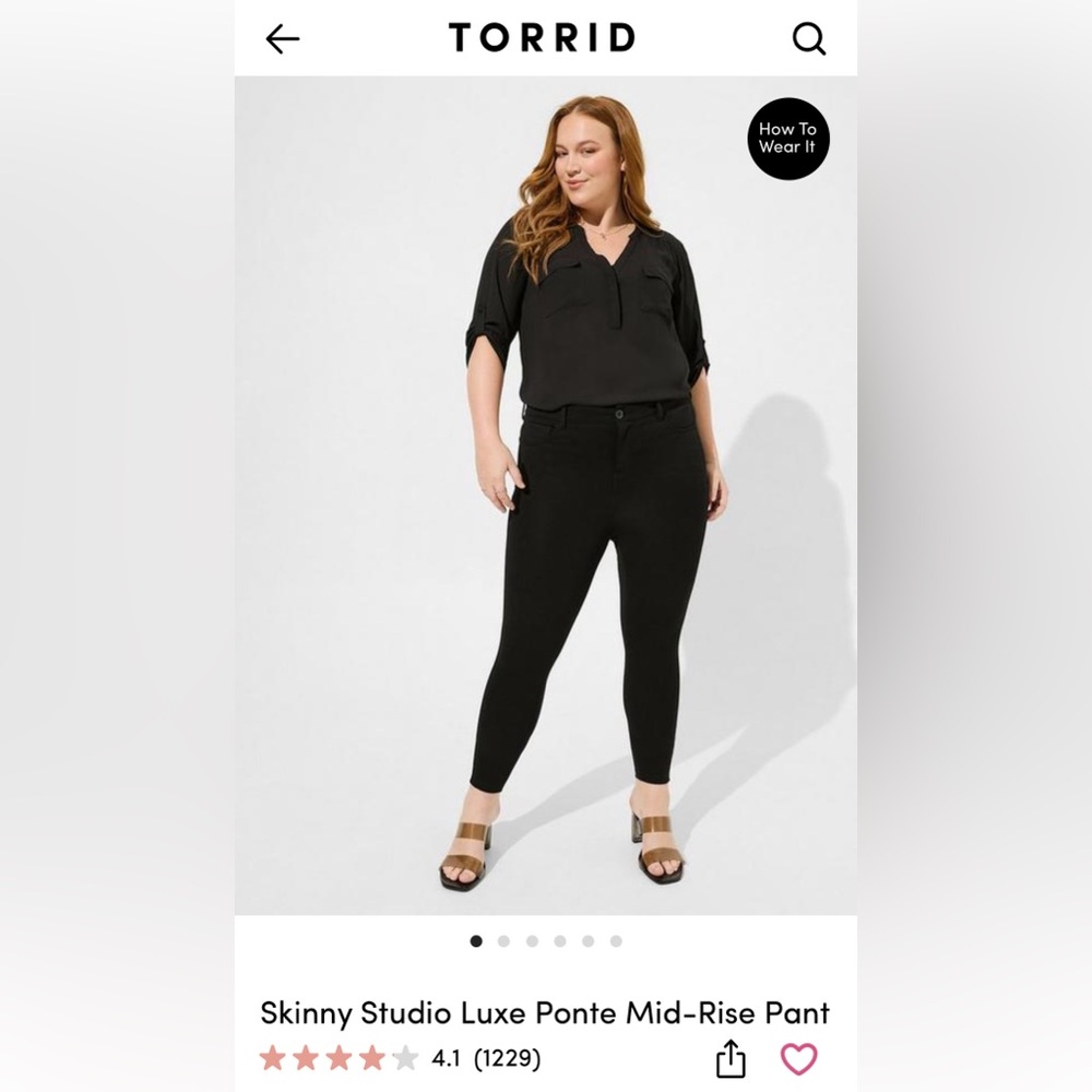 Torrid Black Skinny Studio Luxe Ponte Mid-Rise Work Pants